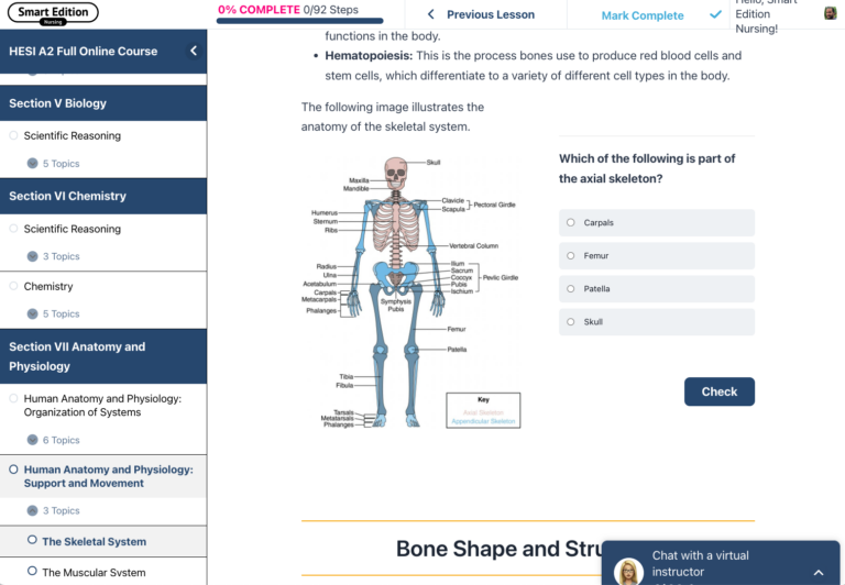 HESI A2 Online Course Example